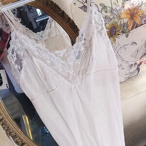 50S VINTAGE BARBIZON OFF WHITE SLIP DRESS LACE NEGLIGEE sz 34